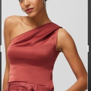 NEW WITH TAGS SATIN LOOK ONE SHOULDER TOP FROM WHITE HOUSE BLACK MARKET